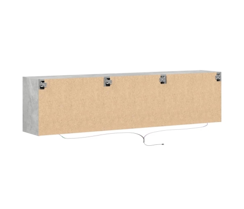 Mueble de TV de pared con LED gris hormigón 180x31x45 cm