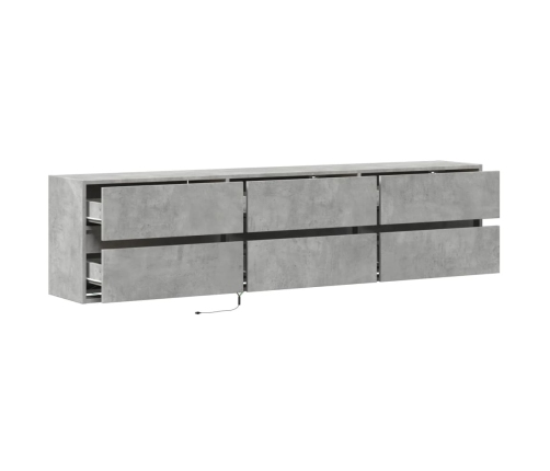 Mueble de TV de pared con LED gris hormigón 180x31x45 cm