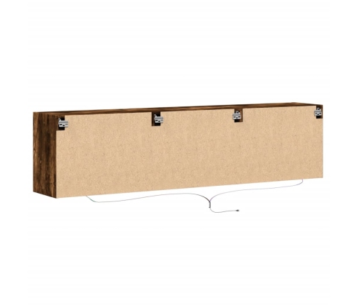 Mueble de TV de pared con LED roble ahumado 180x31x45 cm