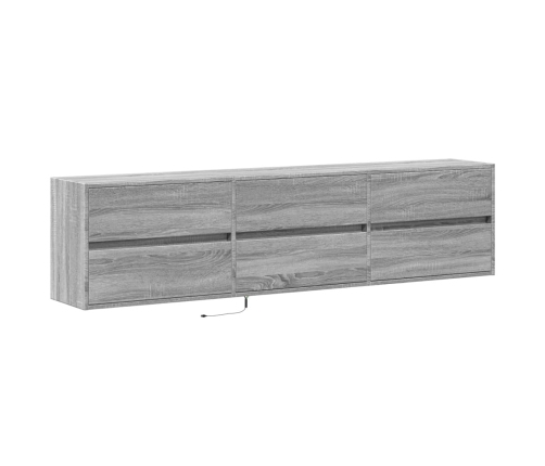 Mueble de TV de pared con LED gris Sonoma 180x31x45 cm