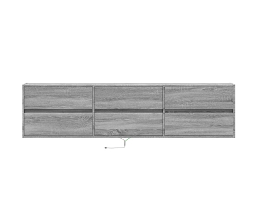 Mueble de TV de pared con LED gris Sonoma 180x31x45 cm