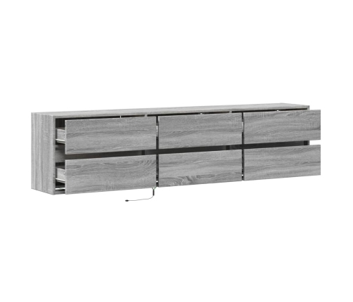 Mueble de TV de pared con LED gris Sonoma 180x31x45 cm