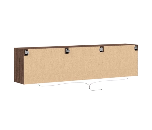 Mueble de TV de pared con LED marrón roble 180x31x45 cm