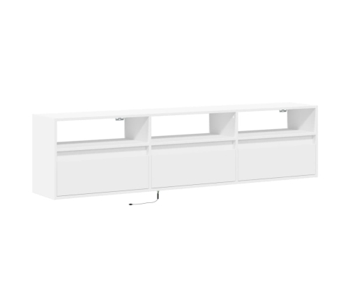 Mueble de TV de pared con LED blanco 180x31x45 cm