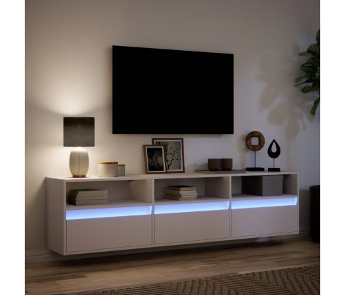 Mueble de TV de pared con LED blanco 180x31x45 cm