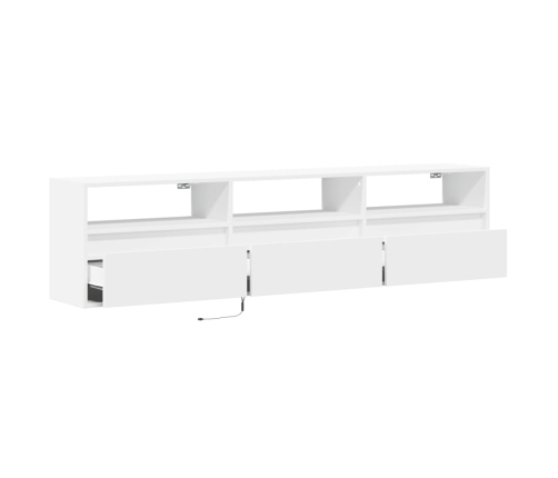 Mueble de TV de pared con LED blanco 180x31x45 cm