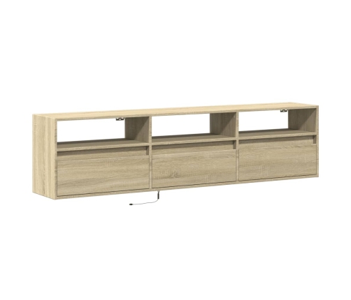 Mueble de TV de pared con LED roble Sonoma 180x31x45 cm