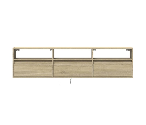 Mueble de TV de pared con LED roble Sonoma 180x31x45 cm