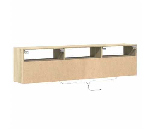 Mueble de TV de pared con LED roble Sonoma 180x31x45 cm