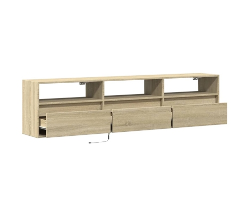 Mueble de TV de pared con LED roble Sonoma 180x31x45 cm