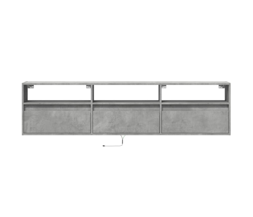 Mueble de TV de pared con LED gris hormigón 180x31x45 cm