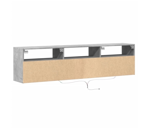 Mueble de TV de pared con LED gris hormigón 180x31x45 cm