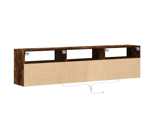 Mueble de TV de pared con LED roble ahumado 180x31x45 cm