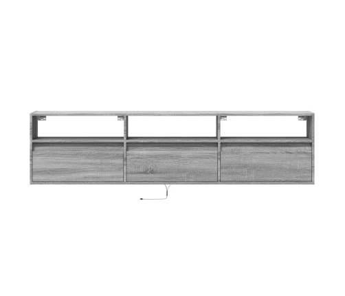 Mueble de TV de pared con LED gris Sonoma 180x31x45 cm