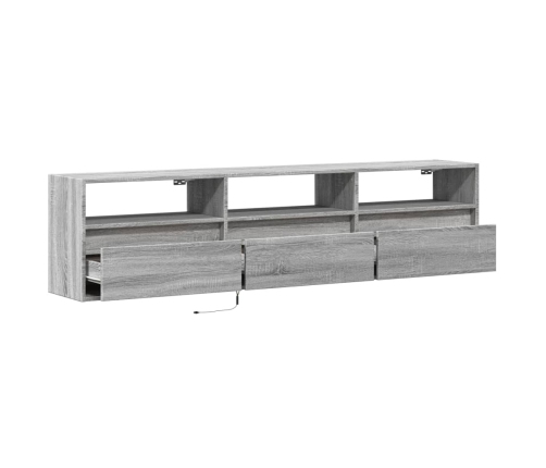 Mueble de TV de pared con LED gris Sonoma 180x31x45 cm