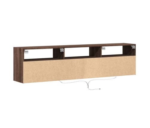 Mueble de TV de pared con LED marrón roble 180x31x45 cm