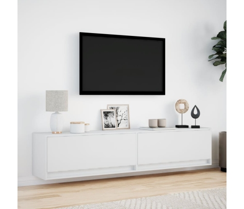 Mueble de TV de pared con LED blanco 180x31x38 cm