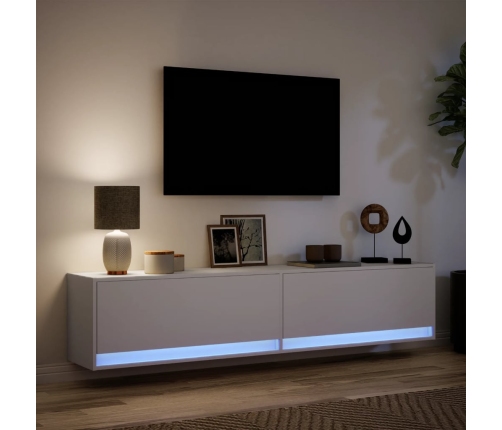 Mueble de TV de pared con LED blanco 180x31x38 cm