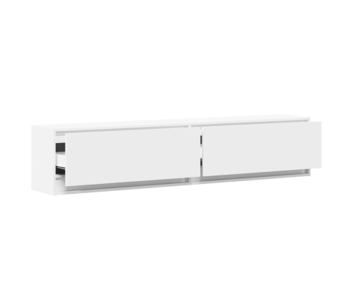 Mueble de TV de pared con LED blanco 180x31x38 cm