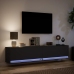 Mueble de TV de pared con LED negro 180x31x38 cm