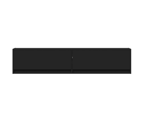 Mueble de TV de pared con LED negro 180x31x38 cm