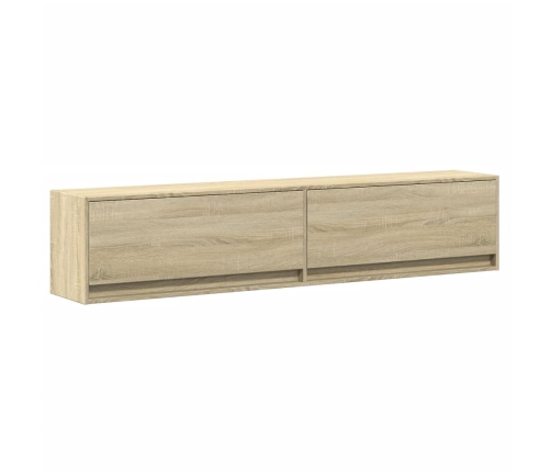 Mueble de TV de pared con LED roble Sonoma 180x31x38 cm