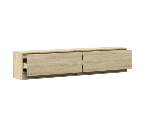 Mueble de TV de pared con LED roble Sonoma 180x31x38 cm