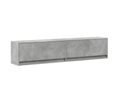 Mueble de TV de pared con LED gris hormigón 180x31x38 cm