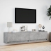 Mueble de TV de pared con LED gris hormigón 180x31x38 cm