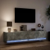 Mueble de TV de pared con LED gris hormigón 180x31x38 cm