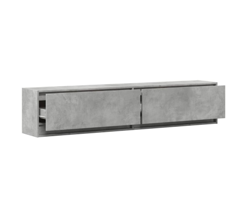 Mueble de TV de pared con LED gris hormigón 180x31x38 cm