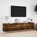 Mueble de TV de pared con LED roble ahumado 180x31x38 cm