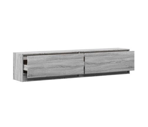 Mueble de TV de pared con LED gris Sonoma 180x31x38 cm