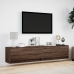 Mueble de TV de pared con LED marrón roble 180x31x38 cm