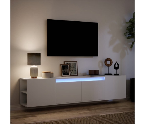 Mueble de TV de pared con luz LED blanco 180x31x39,5 cm