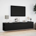 Mueble de TV de pared con luz LED negro 180x31x39,5 cm