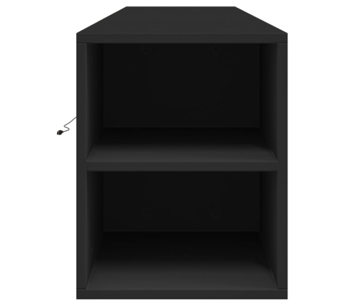 Mueble de TV de pared con luz LED negro 180x31x39,5 cm