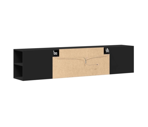 Mueble de TV de pared con luz LED negro 180x31x39,5 cm