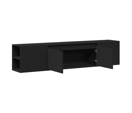 Mueble de TV de pared con luz LED negro 180x31x39,5 cm