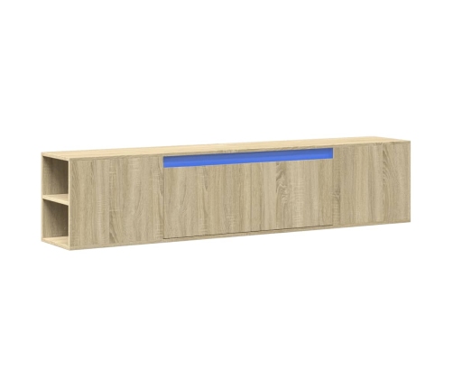 Mueble de TV de pared con luz LED roble Sonoma 180x31x39,5 cm