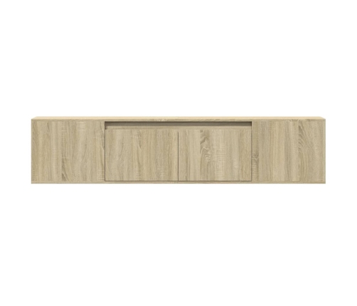 Mueble de TV de pared con luz LED roble Sonoma 180x31x39,5 cm