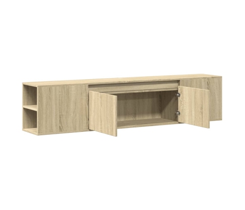 Mueble de TV de pared con luz LED roble Sonoma 180x31x39,5 cm