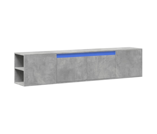 Mueble de TV de pared con luz LED gris hormigón 180x31x39,5 cm