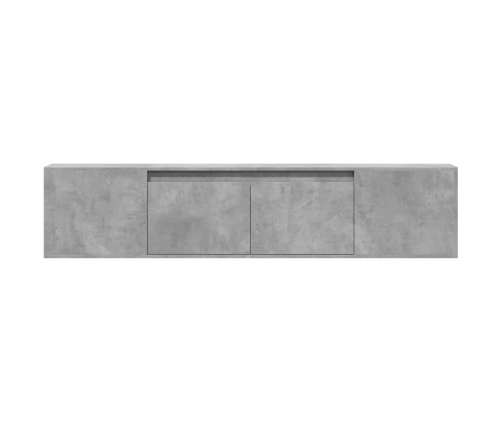 Mueble de TV de pared con luz LED gris hormigón 180x31x39,5 cm