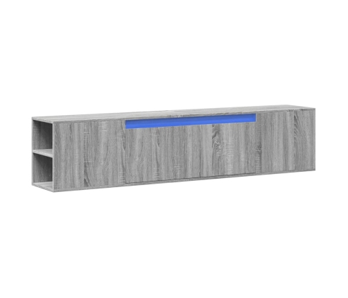 Mueble de TV de pared con luz LED gris Sonoma 180x31x39,5 cm