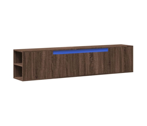 Mueble de TV de pared con luz LED marrón roble 180x31x39,5 cm