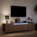 Mueble de TV de pared con luz LED marrón roble 180x31x39,5 cm