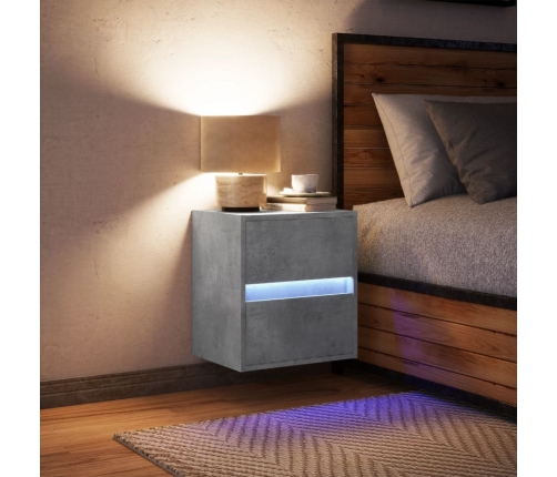 Mesita de noche de pared con luces LED gris hormigón