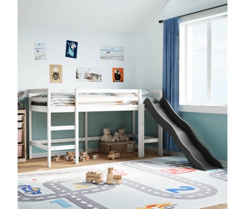 Cama alta para niños sin colchón madera pino blanco 90x200 cm