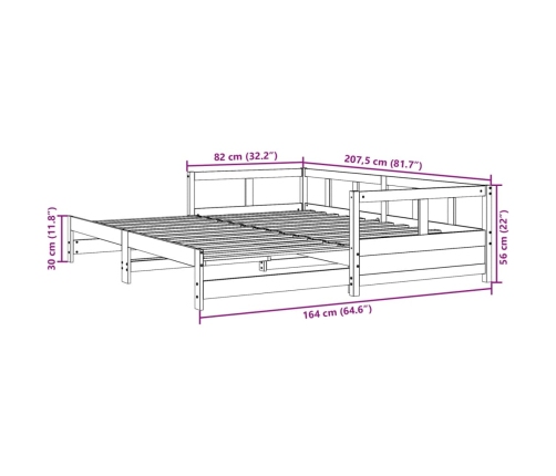 Sofá cama sin colchón madera maciza de pino blanco 80x200 cm